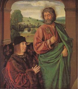 Jean Hey Pierre II Duke of Bourbon Presented by St Peter (mk05) Spain oil painting art